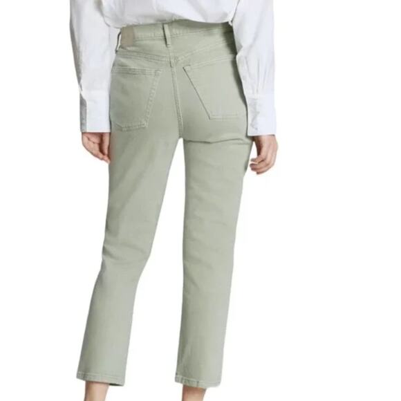 Everlane The Original Cheeky Cropped Green Straight Leg Denim Jeans Size 27 - Picture 2 of 10
